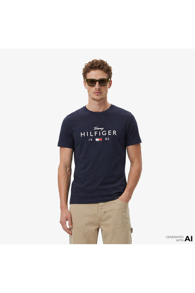 Tommy Hilfiger Brand Love Graphic Erkek Lacivert T-Shirt