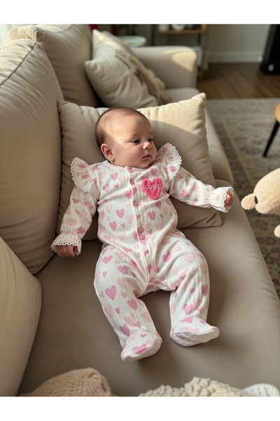 Baby Mii Fır fırlı kalpli tulum