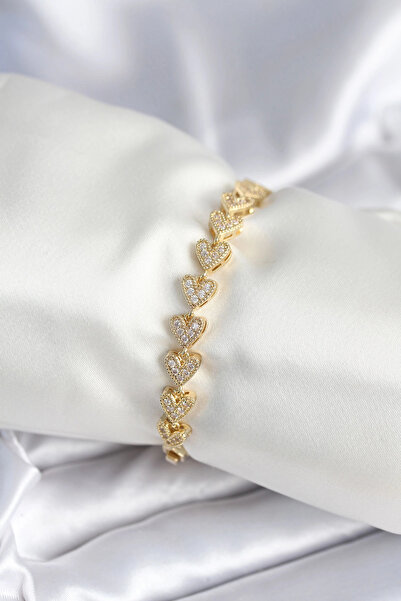 online kapsulavm avm alışveriş Brass Gold Color Heart Model Women's Bracelet