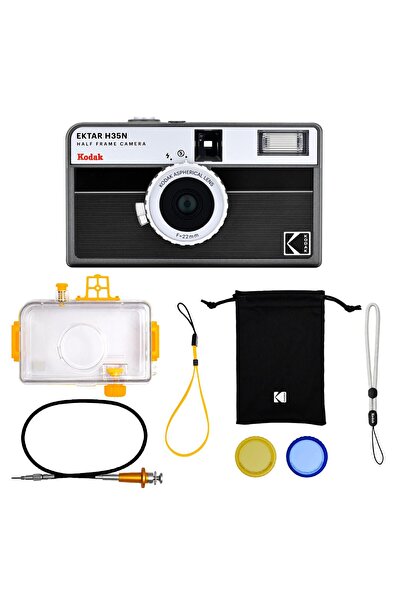 Kodak EKTAR H35N 35mm Filmli Fotoğraf Makinesi- Premium Paket-Çizgili Siyah