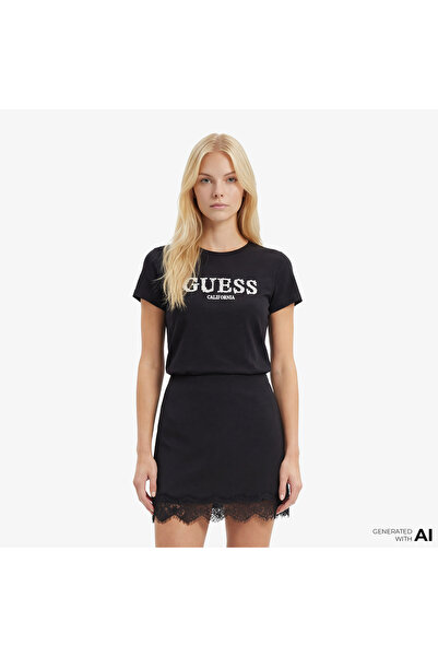 Guess Giuditta Aktif Regular Fit Kadın Siyah T-Shirt