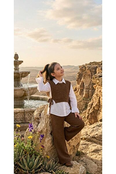 zavera for kids Cămașă albă pentru fetiță, cu pantaloni, set din cu detaliu c...