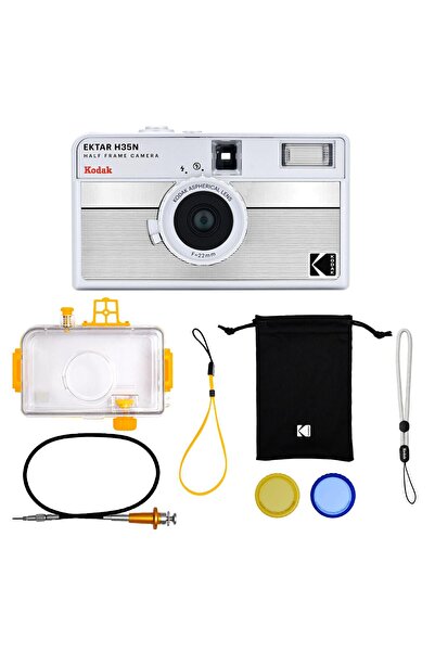 Kodak EKTAR H35N 35mm Filmli Fotoğraf Makinesi- Premium Paket-Çizgili Gümüş