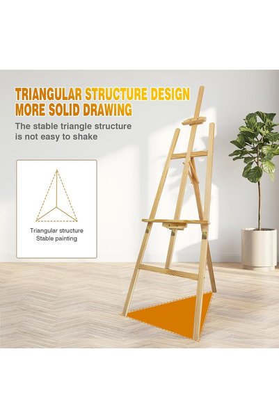 Fors Studio Easel 1.75m Foldable Wooden Painting Drawing Stand Professional Painter Drawing Board Art Display Easel Stand Tall Studio Easels for Artist Sketching Wedding Sign