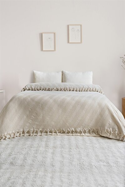 Cotanique Opera Çift Kişilik Yatak Örtüsü 200 x 230 cm Ekru