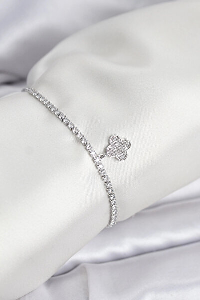 online kapsulavm avm alışveriş Clover Model Zircon Stone Silver Color Elevato...