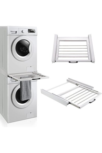 Saatistan Pratik Çamaşır ve Kurutma Makinesi Üstü Sürgülü Çekmeceli Raf, 61 cm
