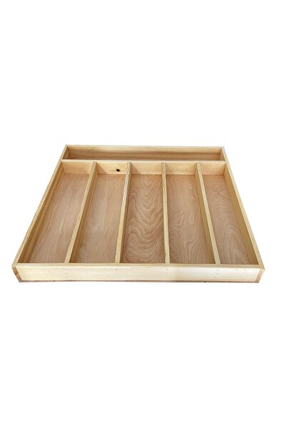 Saatistan Doğal Ahşap Kepçelik Çekmece İçi Organizer 45x50cm, 6 Bölmeli Kaşık...