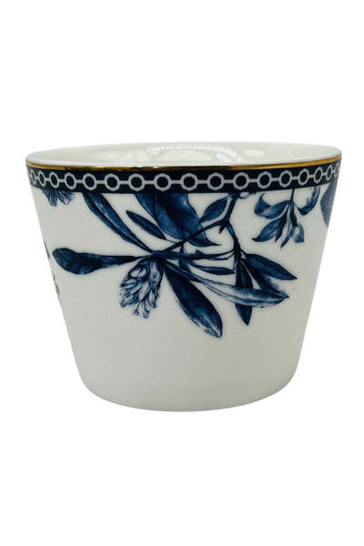AKDC Luhpar Porcelain Tumbler 8 cm*6 cm, Blue Floral Design with Gold Rim