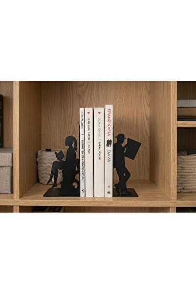 NİKSA METAL Kitap Tutucu - Minimalist İkili Set Kütüphane ve Masa Üstü Kitap ...