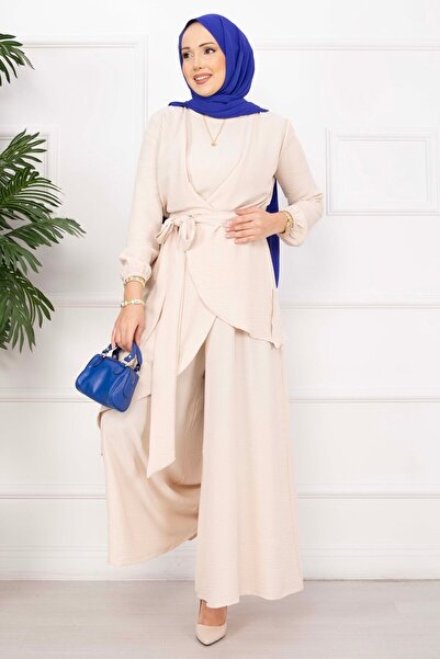 EBRUTESETTÜR Casual Fit Aerobin Hijab Double Set Cream