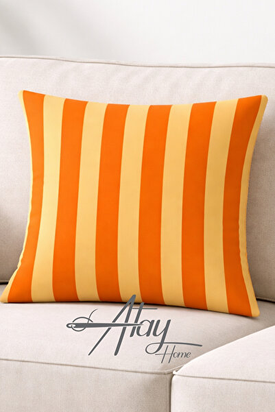 Atay Home مخطط غطاء وسادة غطاء وسادة أريكة مزخرف مقاس 43x43 سم قطعة واحدة