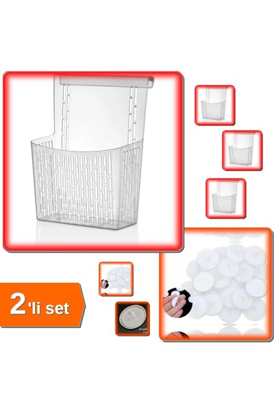 moontime alaçatı Şeffaf Dolap Kapağına Asılan Deterjan Organizeri + 20 Disk Seti