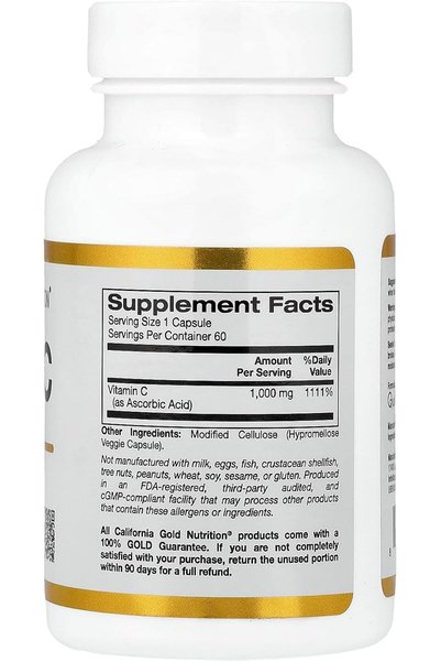 California Gold Nutrition Vitamin C, Quali-C, 1000 mg, 60 Veggie Capsules