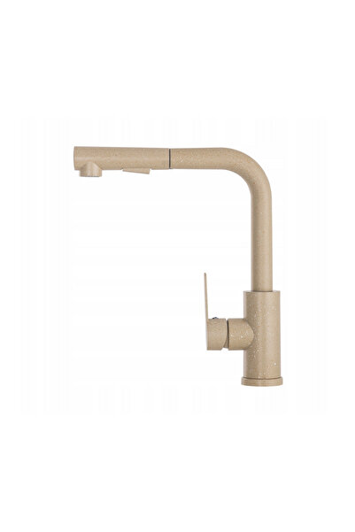 POLAND Kitchen faucet, beige granite, high rotating spout with pull-out showe...