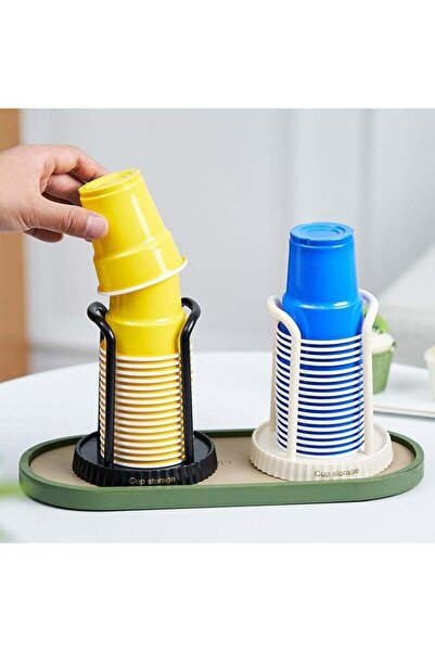 Arabest قطعتان من حوامل تخزين الأكواب الورقية للاستخدام مرة واحدة، موزع أكواب...