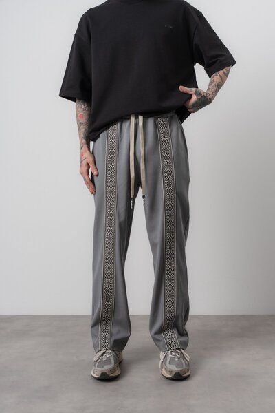 Respire Muške etničke Sa prugastim detaljima dvostruke širokih trenirki, diml...