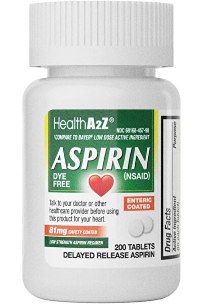 HealthA2Z أسبرين ٨١ ملغ | خالٍ من الصبغات | تركيز منخفض | ٢٠٠ قرص | تسكين الأ...