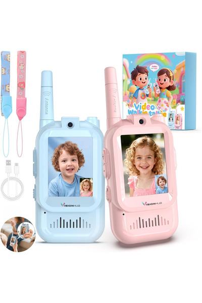 VisionHub Set de 2 stații video walkie-talkie pentru copii, HD 480P, VisionHu...