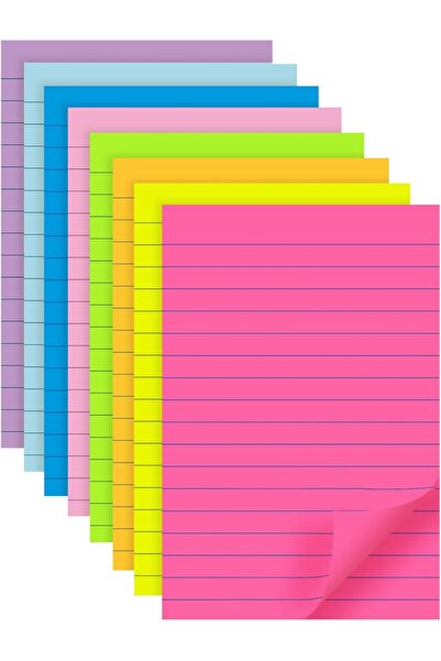 Arabest 8-Color Lined Sticky Notes 4x6 Inch, 40 Sheets/Pad, Bright Self-Stick...