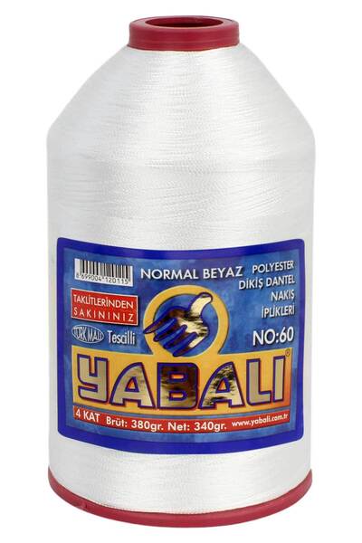 Yabalı 400 gr Polyester Dantel Ipliği No:60 Normal Beyaz 6 Kat (KIRIK BEYAZ)