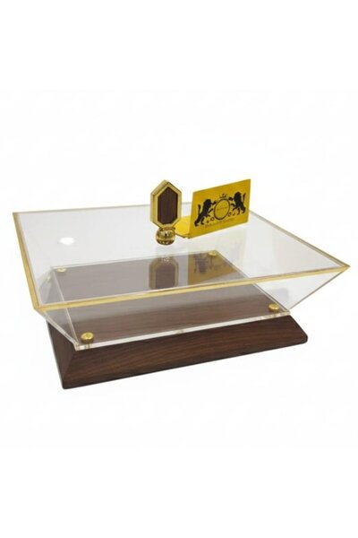 Mayflower Premium 4-Compartment Acrylic Sweet Box with Wooden Base – 30×26 cm