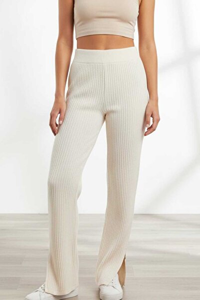 Swana Woman Ribbed Knit pants-beige