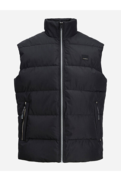 Jack & Jones Black Padded Gilet with Zip Pocket