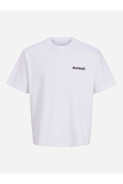 Jack & Jones تيشيرت أبيض برقبة دائرية وطبعة صور على الظهر