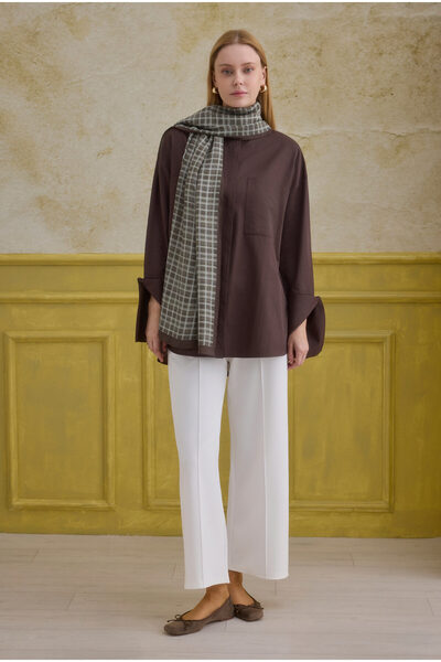 HEQA Cămașă cu detaliu manșetă, maro intens