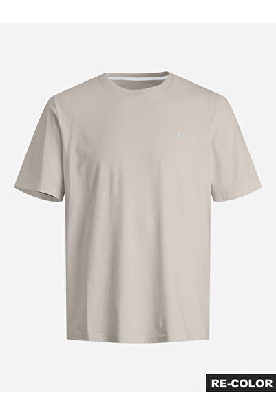 Jack & Jones Beige Crew Neck Cotton T-Shirt