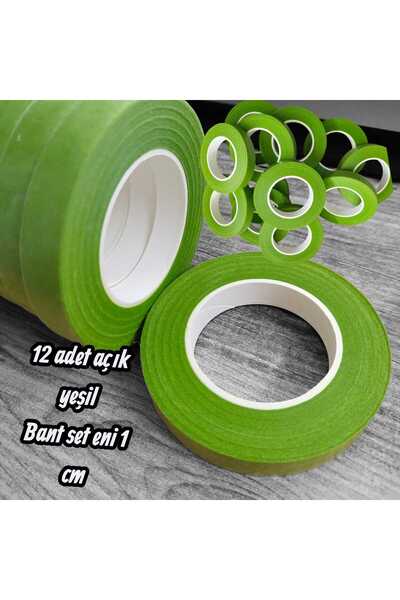 Mutkin Açık Yeşil Çiçek Bandı 1 paket 12 adet , buket yapım, yapay çiçek, kur...