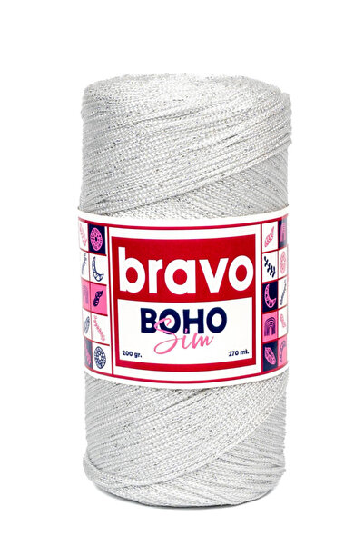 Bravo Sa šljokicama Poliester Makrame Br:4 01G Beli Srebrni Svetlucavi 2 mm -...