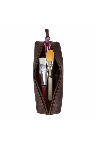 Generic Brand Real Leather Pencil Case,Handmade Zippered Case, Espresso