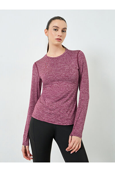 Styli Pink Melange Round Neck Top