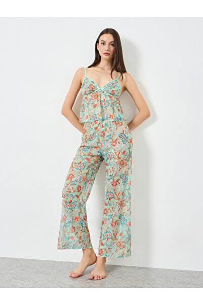 Take Two By Styli Floral Print Strappy Camisole with Pyjama Set