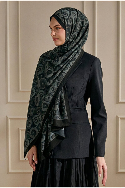 SilkTouch Black Pattern Patterned Organic Shawl