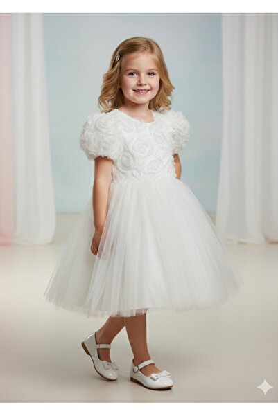 Serkon Girl's Sparkling Bow Decoration Stylish Evening Dress