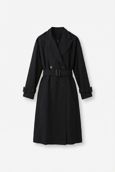 ALLDAY Siyah-Apoletli Uzun Trençkot