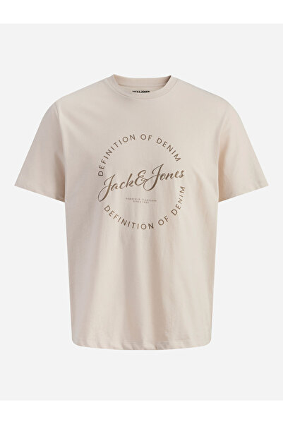 Jack & Jones تيشيرت قطن كريمي اللون مطبوع عليه شعار