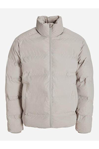 Jack & Jones Cream Puffer Jacket with Zip Closure