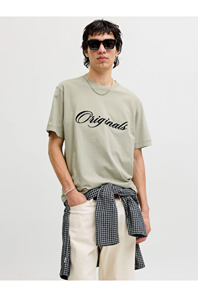 Jack & Jones تيشيرت أخضر مطرّز أصلي برقبة دائرية