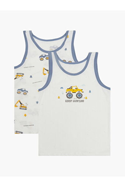 Styli Pack of 2 - Boys White Printed Cotton Vest
