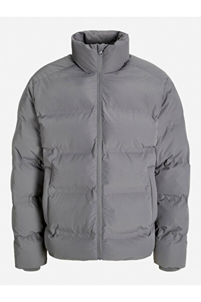 Jack & Jones Charcoal Puffer Jacket with Zip Closure