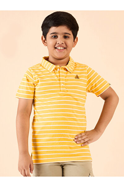 Stylo Bug By Styli Boys Yellow Striped Polo T-Shirt