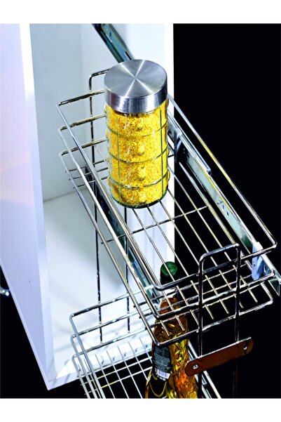 Saatistan Yandan Teleskopik Raylı Dolap İçi Şişelik ve Deterjanlık 20.5cm