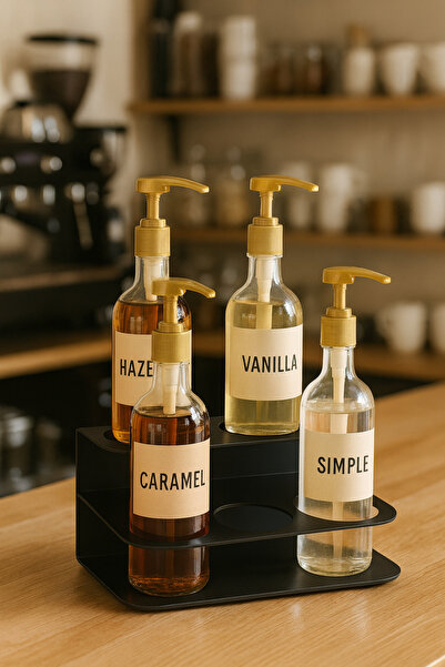 moontime alaçatı Çift Katlı 6 Bölmeli Metal Sos ve Şurup Standı, Şık ve Prati...