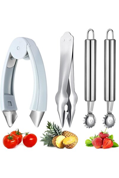 Arabest 4 Pieces Strawberry Huller, Fruit Corer Top Stem Remover Corer Tool, ...