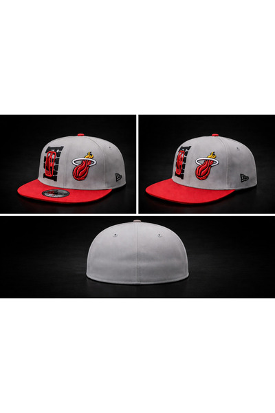 MotionAİR Miami Heat Gri Kırmızı Snapback Şapka NBA Basketbol Şapkası Unisex