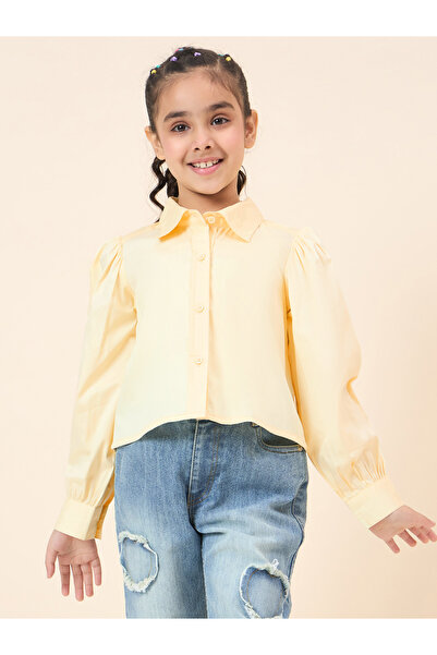 Stylo Bug By Styli بلوزة قطن صفراء بأكمام منفوخة للبنات
